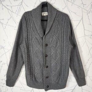 Distillery 30% Wool Cable Knit Shawl Collar Button Front Cardigan